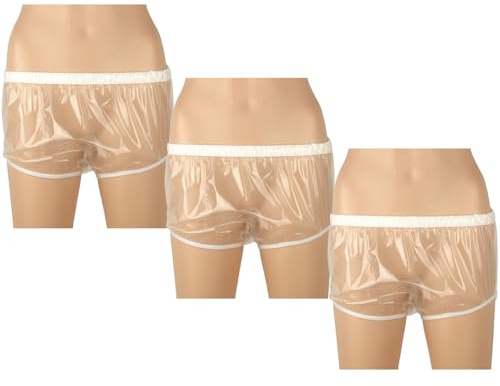 3 Pcs Adult Diaper Covers Reusable,Adult Diaper Cover Plastic Pants Waterproof TPU Diapers Pull On Cover Pant Washable Incontinence Underwear(Clear,X-Large)
