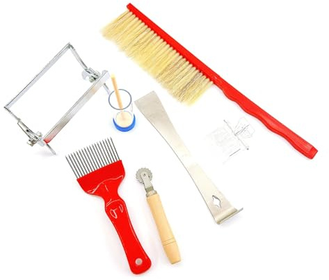 MALSSE 7-teiliges Set für Imkereibedarf, Starter-Kits, Milz, Hebeklammer, Schaber, Scannennadelschneider, Bürste