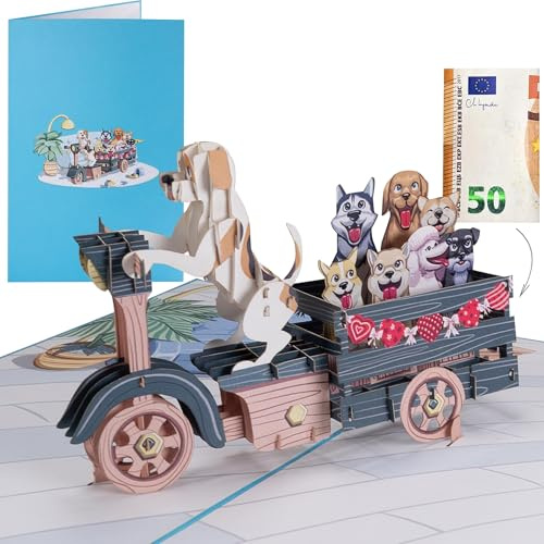 Sweetpopup® 3D Pop-Up Karte Hunde – Lustige Glückwunschkarte für Geburtstag, Weihnachten, Aufmunterung, Einzug, Muttertag und Vatertag – Auch als Gutschein & Geldgeschenk für Hundeliebhaber – 117