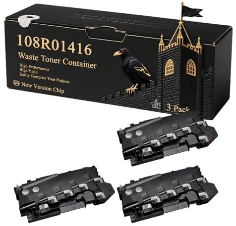 108R01416 Waste Toner Container Compatible for Xerox WorkCentre 6515 6515DN 6515DNI 6515DNW 6515N 6515NW Printers, With Chip, 30000 Pages, Vibrant Colours (3 Pack Black)