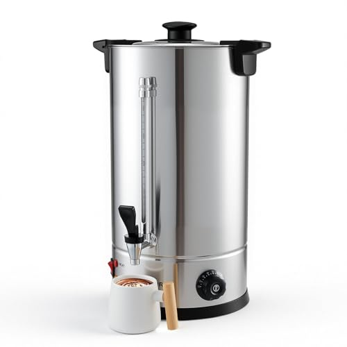 KOMORE 20L Hot Water Boiler, Catering Urn with Adjustable Temperature | Double-Layer Stainless Steel, Tea Urn Kettle, 1800w, Keep Warm, Water Gauge, for Home, Commercial, Office & Catering Parties