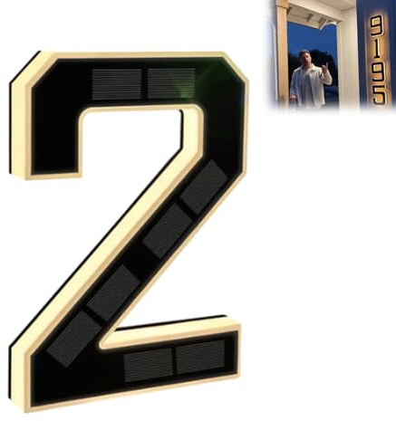 Solar LED House Numbers & Letters, Lighted House Numbers for Outside, Solar Address Sign, Upgrade Your Home’s Curb Appeal, IP65 Waterproof, 8–12h Night Visibility, Easy DIY Install (2)