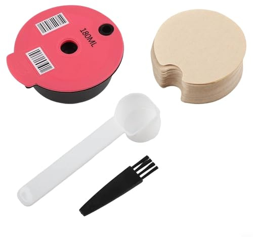 Återanvändbar kaffekapsel pod set med silikonlock, sked och borste, för Tassimo-serien kaffemaskiner, inkluderar 60 ml och 180 ml storlekar för köksbryggning bekvämlighet (B)