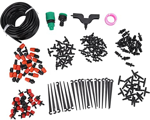 ZIXINNKC Kit d'irrigation Goutte à Goutte de 49,2 Pieds, système d'arrosage par atomisation Automatique réglable pour Plantes en Pot, Serre de Jardin