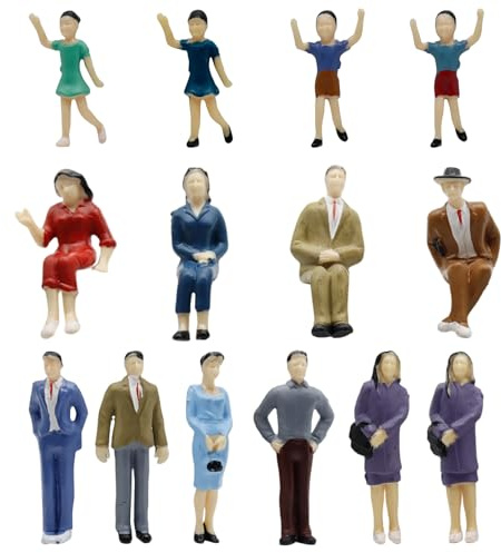 Mini Figure di Persone 14 Pezzi, Scala 1:25, Mini Modellismo Ferroviario