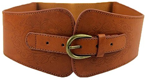 Femmes Dames Vintage Large Faux Cuir Totem Imprimer Élastique Extensible Corset Cinch Ceinture