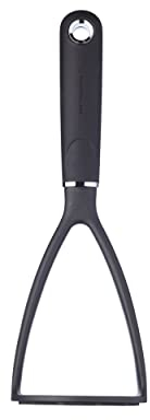 MasterClass Pasapurés, pasapurés manual de acero inoxidable, asas ergonómicas de nylon suave al tacto, 34 cm (13.4''), negro