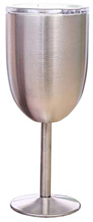 Antcher Stainless Steel Goblet Wine Glasses with Lid, 1 Pcs Double Wall Vacuum Insulated Cocktail Glass Wine Tumbler Cup Great for Red White Wine Gift, 300ml (Silver)