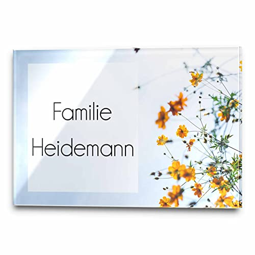Edles Türschild mit Namen für die Haustür | Namensschild Briefkasten-Schild selbstklebend oder mit Bohrlöcher Klingelschild mit kratzfestem UV Druck | Größe ab 9x6 cm bunte Türschilder