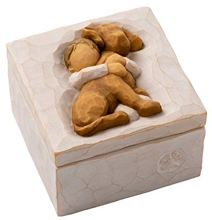 Willow Tree Hug (golden dog), sculpted hand-painted Keepsake Box