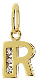 NKlaus Buchstabe R 8 Karat 333 Gold gelbgold Kettenanhänger klein 8mm Alphabet Zirkonia 9240