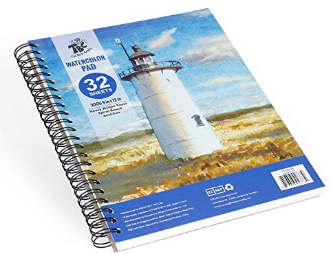 TBC Aquarellpapier A4 300g, 32 Blatt Aquarellblock A4 Spiralbindung, Aquarell Papier für Wasserfarben, Aquarell Skizzenbuch, Watercolor Paper für Studenten,Anfänger, Skizzenbuch Aquarell