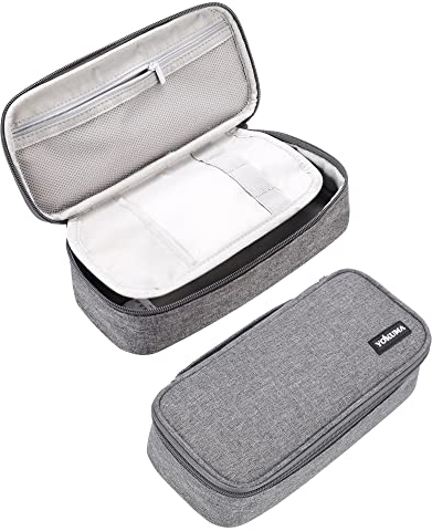 YOKUMA Federmäppchen mäppchen federtasche federmappe etui Schule groß Kapazität für Teenager Erwachsene schlamppermäppchen federpenal schulmäppchen Aesthetic Pencil case (grau)