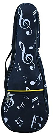 HilerPunk Musical Note Pattern Konzert Ukulele Tasche,Koffer,23Inch 600D wasserdichte Oxford Ukulele Taschen Koffer Einzelschulter Rucksack mit verstellbaren Trägern (Schwarz)