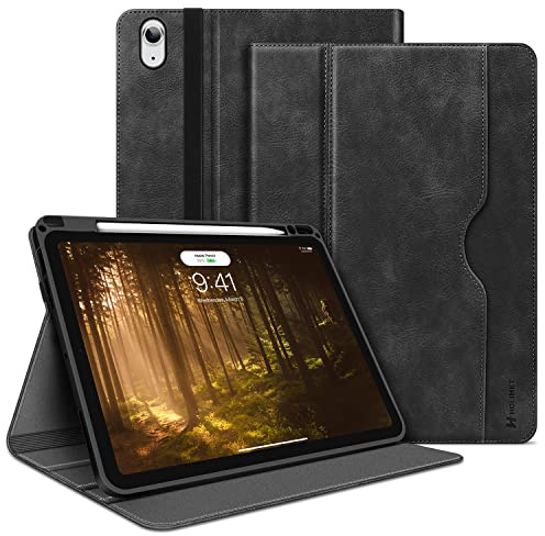 HOLIMET Hülle für iPad Air 11 Zoll Hülle M3/M2 (2025/2024), iPad Air 5./4.Gen Hülle (2022/2020) mit Stifthalter, Folio Case Stoßfest mit Tasche, Auto Wake/Sleep Funktion, Multi-Winkel Ständer, Schwarz