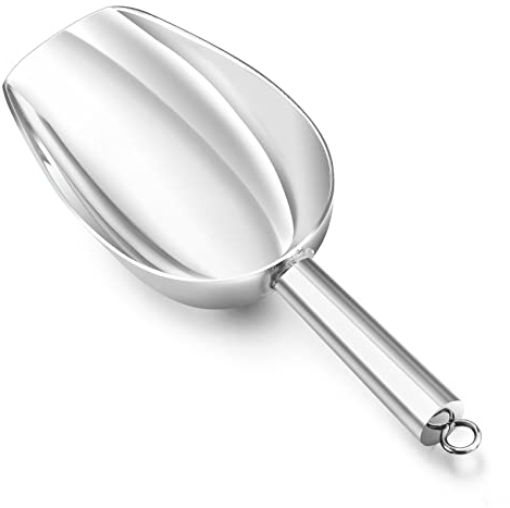 Ice Scoop, Onader 8oz Metal Scoop for Food Sweet Candy Flour, Stainless Steel Ice Shovel Used in Bar Kitchen Garden Buffet Party, Heavy Duty & Multi-Purpose, Mirror Finished & Dishwasher Safe