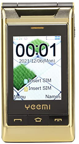 Bewinner 3G Entsperrtes Senioren-Flip-Handy, Großes Tasten-Dual-SIM-Senioren-Handy, Doppelseitiger 3,0-Zoll-Großbildschirm, 5900-mAh-Akku, Flip-Handy für ältere Menschen und Kinder(Gold)
