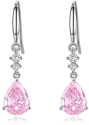 Sterling Silver Dangle Earrings for Women, Hypoallergenic Cubic Zirconia Teardrop Dangle Drop CZ Earring Jewellery Gifts for Girls, Silver/Gold