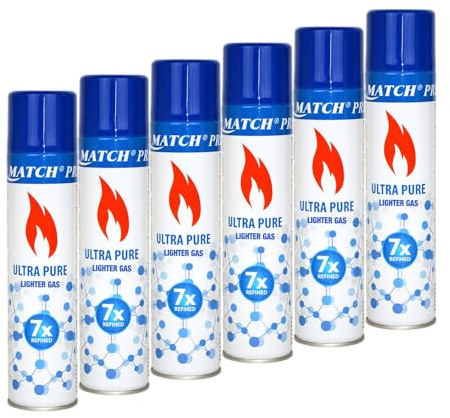 Premium Nachfüllgas - Butangas - Gas - Feuerzeuggas - Feuerzeug + 1 Feuerzeug (6 x Feuerzeuggas) (6)
