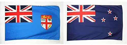 AZ FLAG Drapeau Fidji 150x90cm - Drapeau fidjien 90 x 150 cm Polyester léger & Drapeau Nouvelle-Zélande 150x90cm - Drapeau néo-zélandais 90 x 150 cm Polyester léger