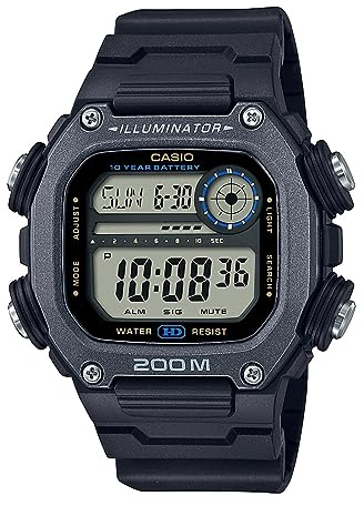 Casio DW291H Series | Men’s Digital Watch | 200 Meter Water Resistance | Multi Alarms | 100 SEC Stopwatch | Countdown Timer | World Map for World Time | LED Light | LC Display | 10 Yr Battery