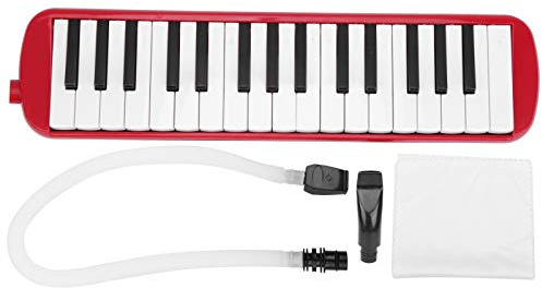 32 Tasten Melodica ABS IRIN Melodica Geeignet für Anfänger Übungstasche Blasmusikinstrument Tastatur Mundharmonika Schwarz (Rot)