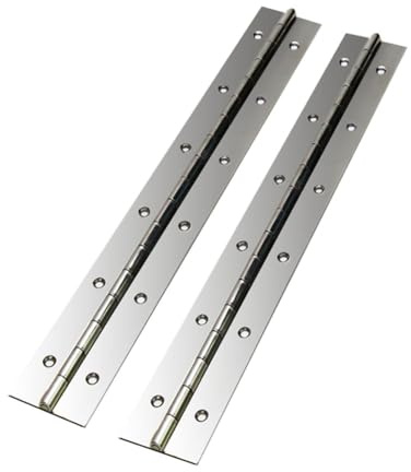 Hoopever 2Pack Continuous Piano Metal Hinge, 300 x 50 x 1mm Stainless Steel Long 270 Degree Open Heavy Duty Furniture Hinge for Pianos, Cabinet, Doors, Large Windows, Boats, With Hole, Chrome
