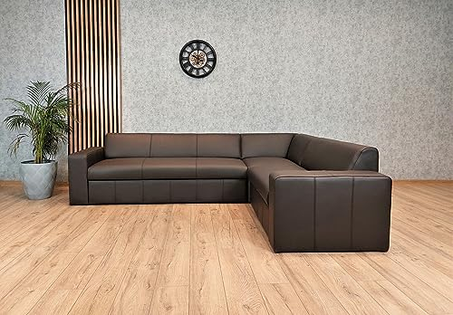 Quattro Meble Echtleder Ecksofa Antalya RE 270x212 cm mit Schlaffunktion und Bettkasten Ledersofa Eckcouch Farbauswahl ! (270x212 cm Ecke Rechts)