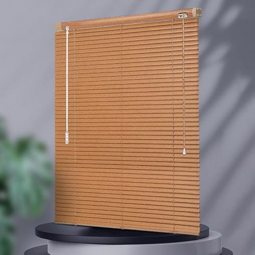 Jalousie aus Aluminium, Jalousie aus Aluminium in Holzoptik, horizontale Lamellenvorhänge 25 mm, Jalousie für Fenster, Privatsphäre und Sonnenschutz, Breite x Höhe (130 x 210 cm)