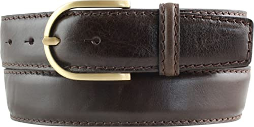 BELTINGER Damen-Gürtel aus Vollrindleder mit Naht 4 cm | Jeans-Gürtel für Damen 40mm | Bombierter Ledergürtel mit goldener Gürtelschnalle