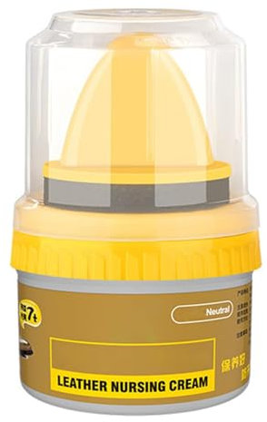 Crème de réparation du cuir Cirage liquide, Cirage à Chaussures avec brosse-éponge, Baume de soin pour cuir, crème de réparation pour cuir, Cirage Pâte universel pour cuir, sièges auto (Naturel)