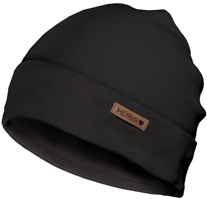 HERMKO 881910 mössa för män och kvinnor av 100 % ekologisk bomull, svart, XL