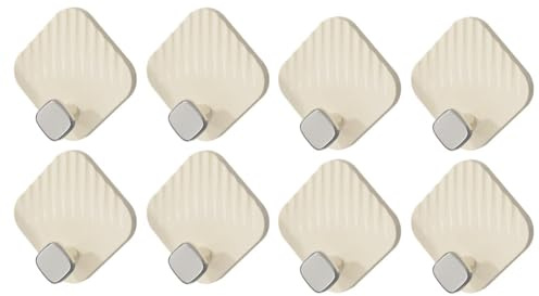 Koomuao 8 Stück Selbstklebende Haken,Wandhaken ohne Bohren(max 2.5 kg),Wasserfeste Klebehaken Extra Stark,Wandhaken Selbstklebende für Badezimmer Küche Wohnzimmer (Beige)
