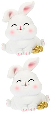 Cabilock 2 Stück Großohriges Kaninchen Ornament Auto Innendekoration Mini Figur Auto Ornamente Küken Spielzeug Tierstatue Tischdekoration Kaninchen Skulptur Heimdekoration Auto