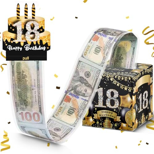 Deko 18. Geburtstag Lustige Geldgeschenke für Junge und Mädchen - DIY Überraschungsbox, Spardose für Bargeld Geschenk Ziehen, Geschenkbox
