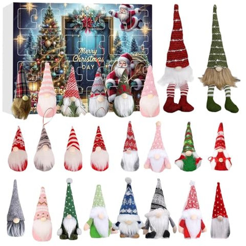 Weihnachtswichtel Adventskalender 2024, 24 Teiliger Zwergenpuppen Weihnachts Countdown Kalender, 24 Tage Gonks Adventskalender 2024, Zwergen Plüschpuppen Spielzeug Adventskalender für Erwachsene