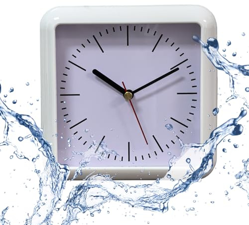 LFGKeng Orologio da parete moderno, silenzioso, piccolo, bianco, 15,7 x 15,7 x 6,1 cm, movimento al quarzo, cornice in plastica, impermeabile, per bagno, soggiorno e cucina