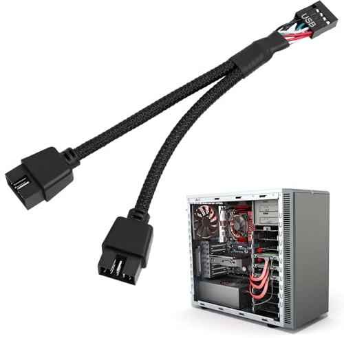 Fllyvly Splitter USB 2.0 a 9 Pin per Scheda Madre, Cavo di Prolunga 9 Pin, Connettore Maschio a Femmina, Rivestimento in Nylon Intrecciato, Ideale per Computer e Schede Madri Interne,sdoppiatore usb