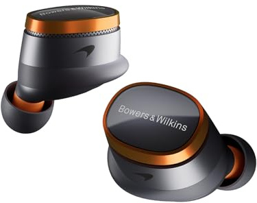 Bowers & Wilkins Pi8 McLaren Edition True Wireless Earbuds, Noise Cancelling Earphones with 24-Bit Audio, aptX™ Lossless Bluetooth Ear buds, 6-Mic ANC, Smart Charging Case with Audio Retransmission
