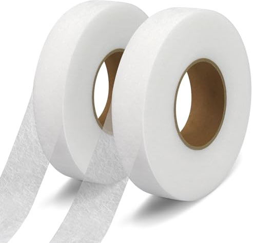 Suofuolef 128m Saumband, 2 Spule 2 cm Klebeband zum Aufbügeln zum Aufbügeln Waschfest Nahtband zum Spleißen von Stoffen, Hosen,Vorhänge,Kleidung