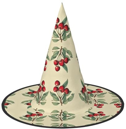 DUWAA Bonito sombrero de bruja con estampado de cereza roja dulce para Halloween, accesorio de disfraz para mujer, sombreros para fiesta de Halloween, accesorios de cosplay, 2 unidades