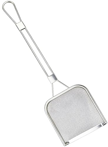 Fine Mesh Skimmer Spoon, 304 Stainless Steel Fryer Scoop with Square Head, Long-Term Oil Strainer Ladle, 11.8 in Length, Heat-Resistant Skimmer for Frying, Kitchen Use