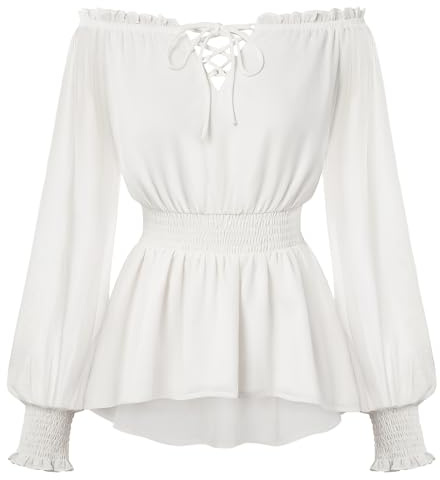 Scarlet darkness dam långärmad toppar tunika peplum damblus vardaglig stuga vintage medeltida gå ut t-shirts