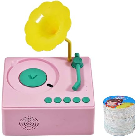 NevPuose Music Playing Gramophone – Early Learning Phonograph Toy, 96 Card Musical Box, Interactive Preschool Education Set | Fun Educational Toy for Children Home Play Cognitive Development