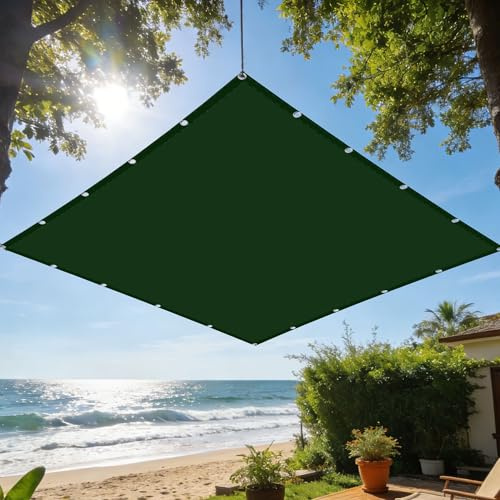 Vela Ombreggiante Rettangolare 6 x 6 m Protezione Dai Raggi UV Vela Ombreggiante Impermeabile Occhielli e Corda per Esterno, Giardino e Terrazza, Piscina, Verde Scuro