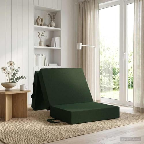 sephironlbb Fällbar soffa säng mörkgrön 75 x 67 x 45 cm vikbar med ventilerande tyg, ergonomiskt vadderat, tvättbart överdrag, 2-i-1-funktion för gästrum, camping och barnrum