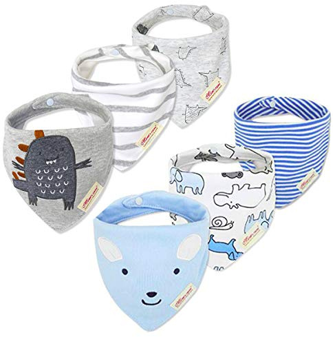SLOSH 6 Baberos Bebe Bandanas Recien Nacido Niña Niño Algodon Unisex