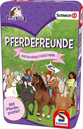 Schmidt Spiele 51424 Pferdefreunde, Kartenspiel in der Metalldose, Schleich Horse Club, bunt