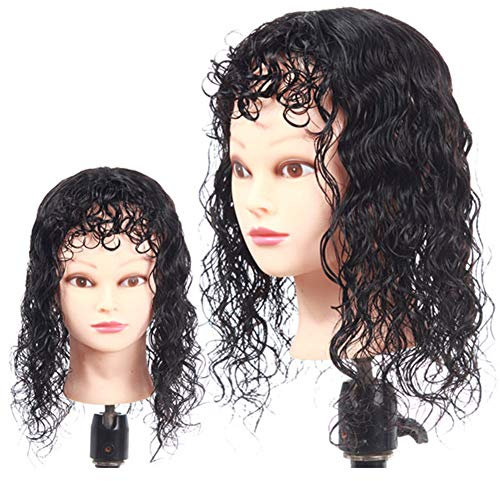 Kleine sexy lockige Echthaar-Topper, mit lockigem Pony, 40,6 cm, Haarteil zum Anklipsen für Frauen, Dunkelbraun