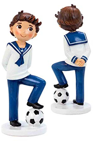 TIENDAREBAJAS - Figura de niño para tarta de comunión, Resina, 17 cm, Negro y Blanco
